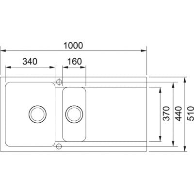 Måltegning Franke Orion OID 651 – mål 1000x510 mm