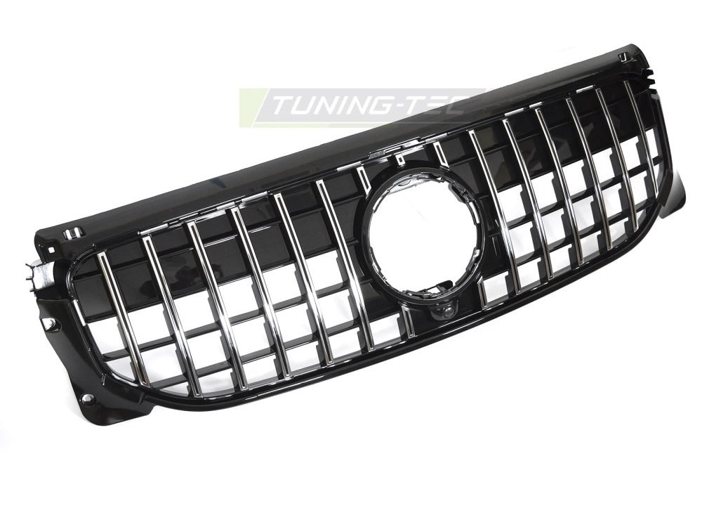 Grill Sport Black Chrome til Mercedes GLB X247 19-23 sett rett bakfra på hvit bakgrunn.