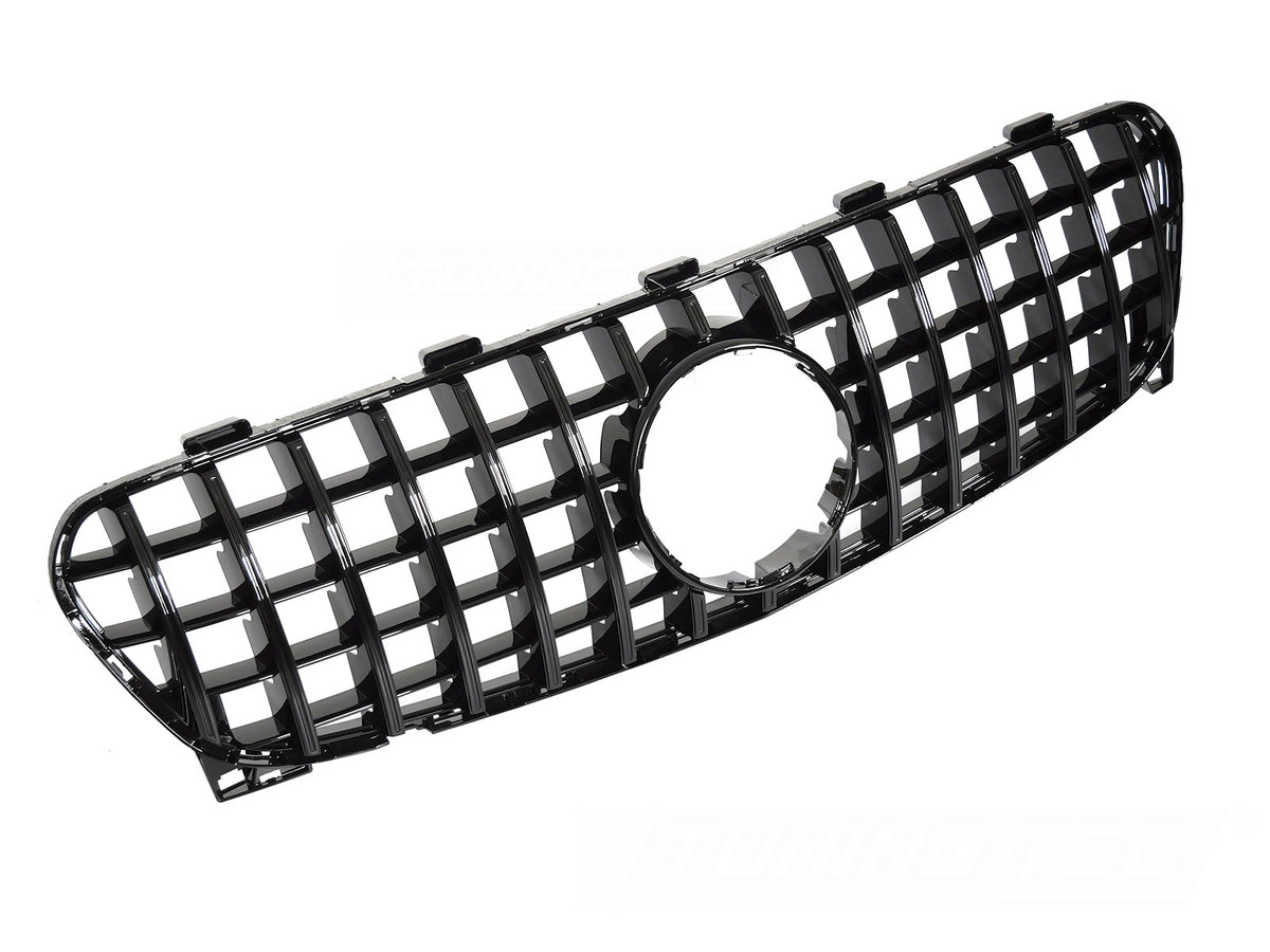 Grill Sport Blank Sort til Mercedes GLA X156 16-19 sett rett forfra på hvit bakgrunn.