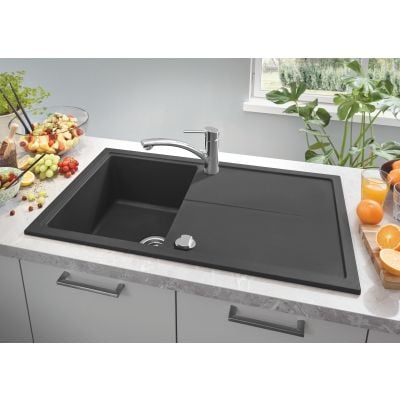 Grohe K400 svart granitt oppvaskkum 860x500 mm med vendbart avrenningsfelt