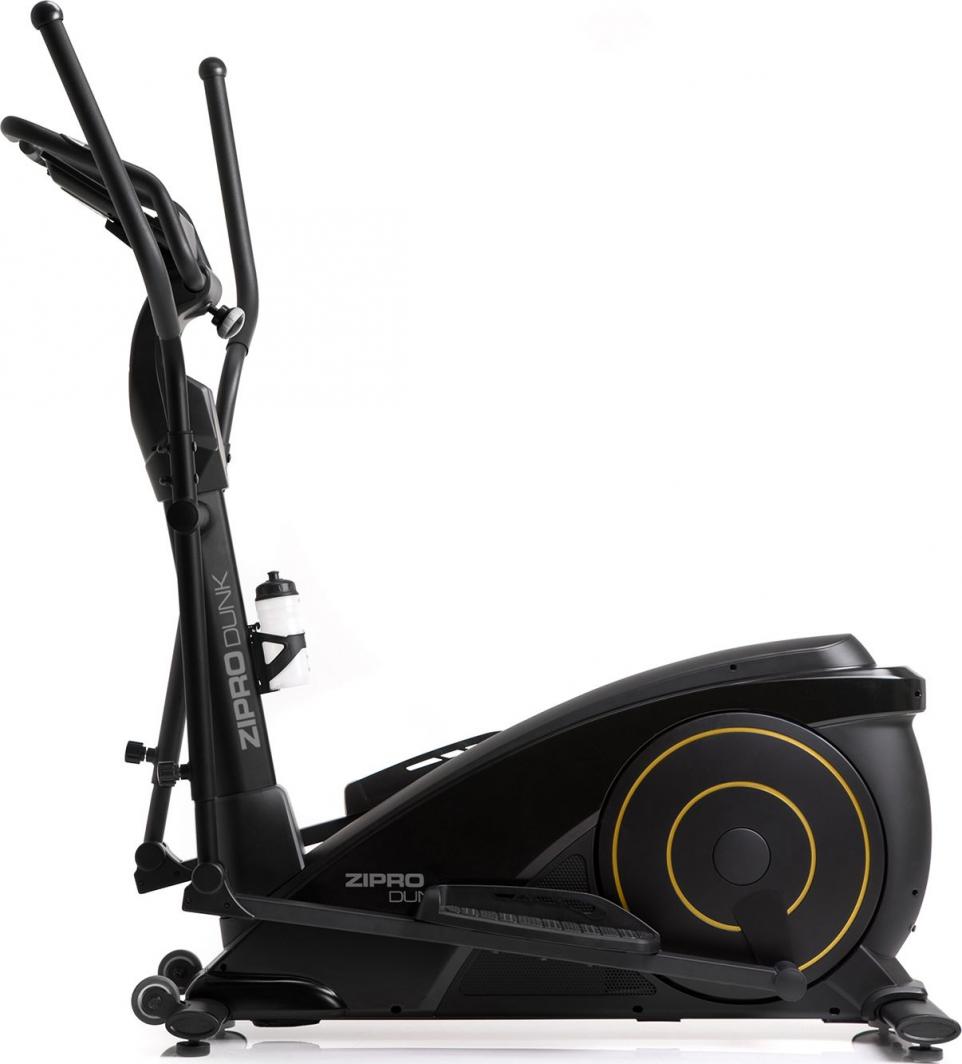 Ellipsemaskin med elektromagnetisk motstand, 12 kg svinghjul og iConsole+, vist fra siden i treningsrom.