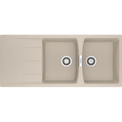 Franke Centro kjøkkenvask i granittkompositt beige med 2 kummer og avrenningsfelt 1160x500 mm
