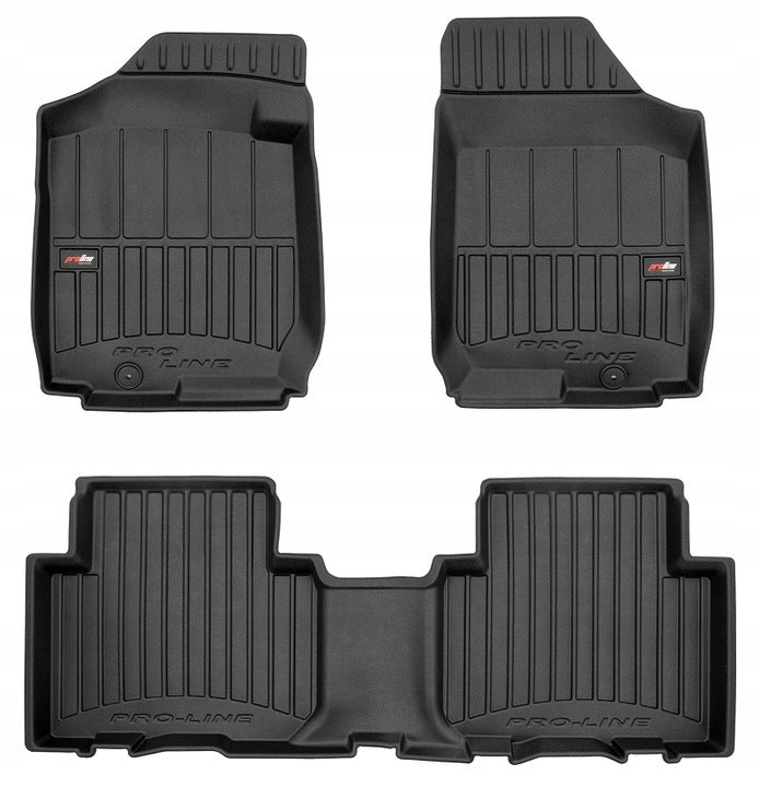 Frogum 3D Premium gulvmatter i TPE til Kia Carens III 2003-2012 – svart, vanntett, 60 mm kant