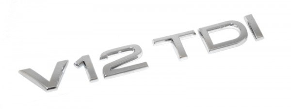 Emblem/logo for Audi V12 TDI Chrome i krom ABS-materiale for montering på bakluke