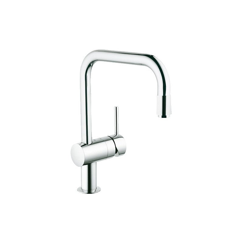 Grohe Minta 32067000 kjøkkenbatteri i krom med høy uttrekkbar tut og hendel sett forfra