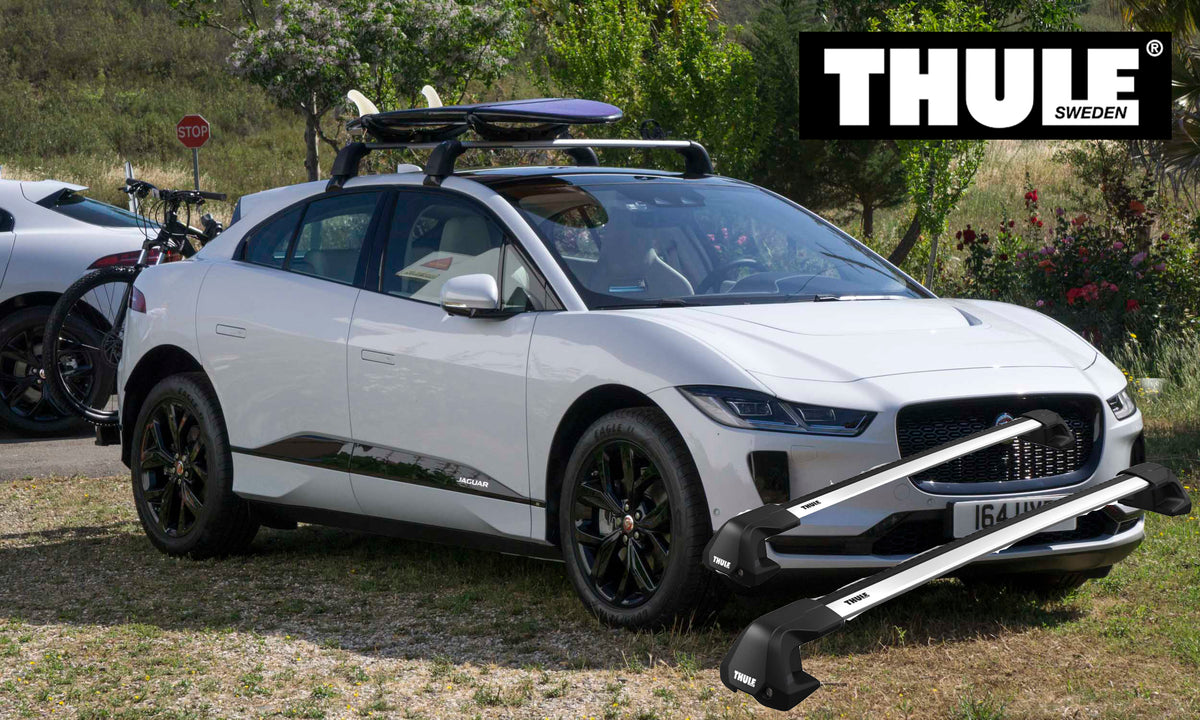 Takstativ Thule Wingbar Edge Flush EVO til Jaguar I-Pace Electric i aluminium med aerodynamisk design