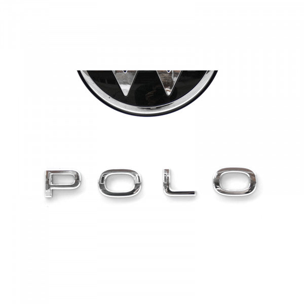 Emblem/logo til Vw Polo > Glossy Chrome i blank krom, original Volkswagen-del for bakluke