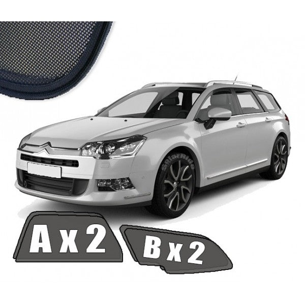 Sr solskjerm i akryl til Citroen C5 Tourer II, vindavviser og regnbeskyttelse, enkel montering med 3M tape