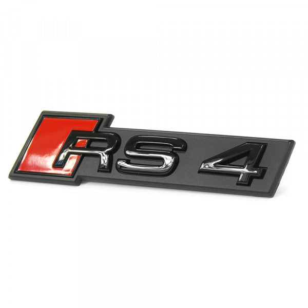 Emblem/logo til Audi RS4 (B9) > Black Glossy / Red i front grill, svart blank og rød farge, original Audi-emblem