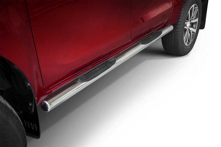 Stigtrinn Steeler i rustfritt stål til Toyota Hilux VIII pickup med enkel montering og monteringssett