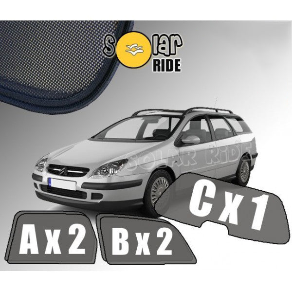 Sr solskjerm i akryl til Citroen C5 STV I (2001-2008) med enkel montering og vindavviserfunksjon