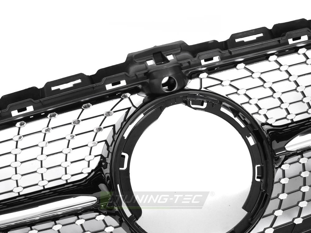 Grill Mercedes C-Klasse W205 18-23 sort/krom med festedetaljer.