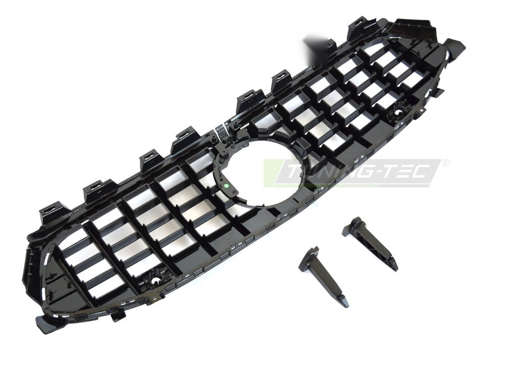 Grill Mercedes CLA W118 23-25 sort/krom med festedetaljer.