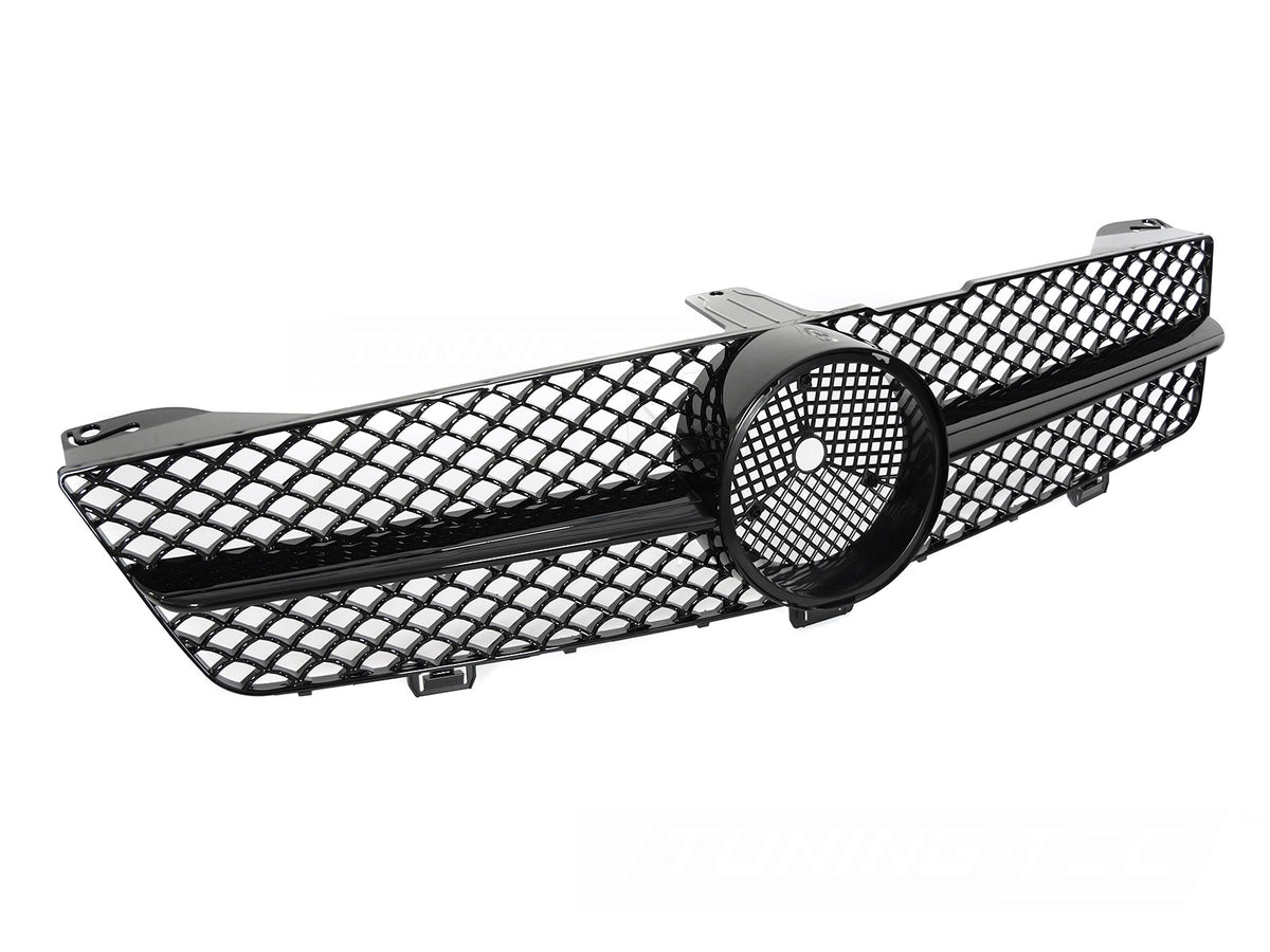 Grill Sport Blank Sort til Mercedes CLS C219 08-10 sett rett forfra på hvit bakgrunn.