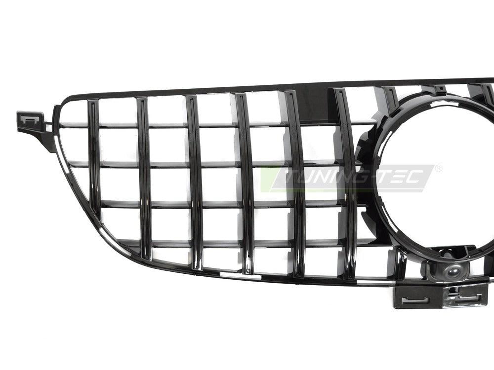 Grill Mercedes GLE W166 15-19 sett fra siden, lamellstruktur synlig.