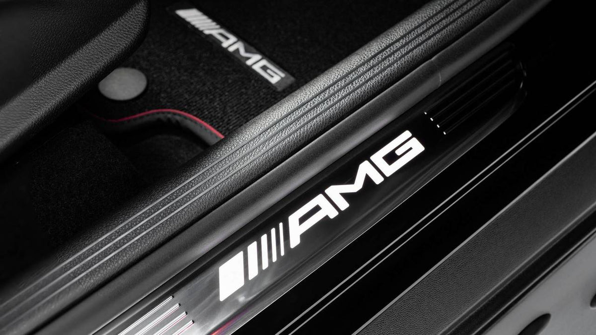Mercedes OEM dørbeskytter til Mercedes AMG for LED lighting Black Edition – rustfritt stål
