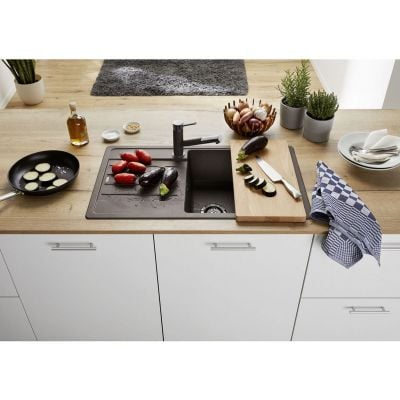 Blanco Legra XL 6 S svart granittkompositt vask med langt avrenningsfelt og dyp kum
