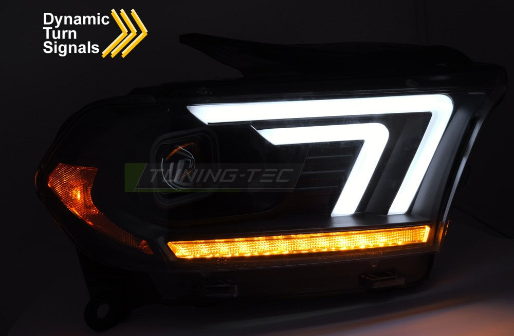 Dodge Durango 10–13 Black Tube LED frontlykter