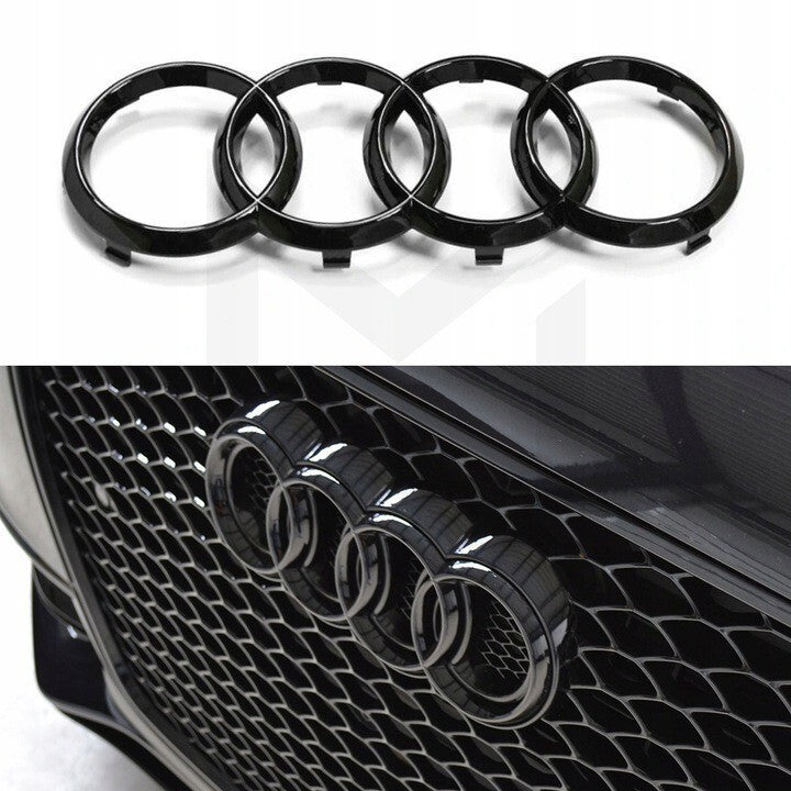 Emblem/logo til Audi Black Glossy i svart blank utførelse, perfekt for front grill på S-Line modeller