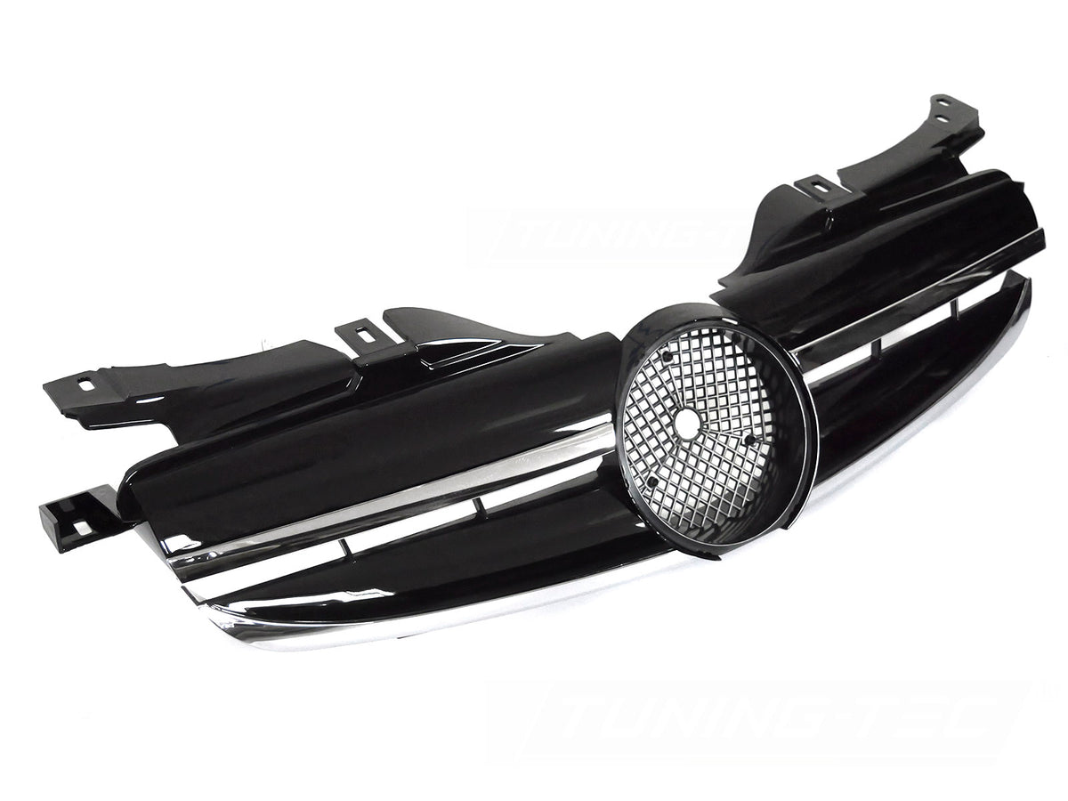 Grill til Mercedes SLK R170 96-04 i sort/krom sett rett forfra på hvit bakgrunn.