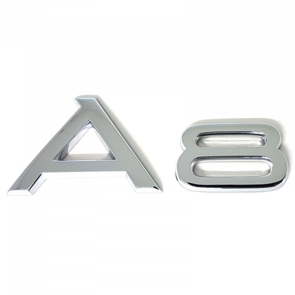 Emblem/logo til Audi A8 Glossy Chrome i skinnende krom, original Audi-del med perfekt passform