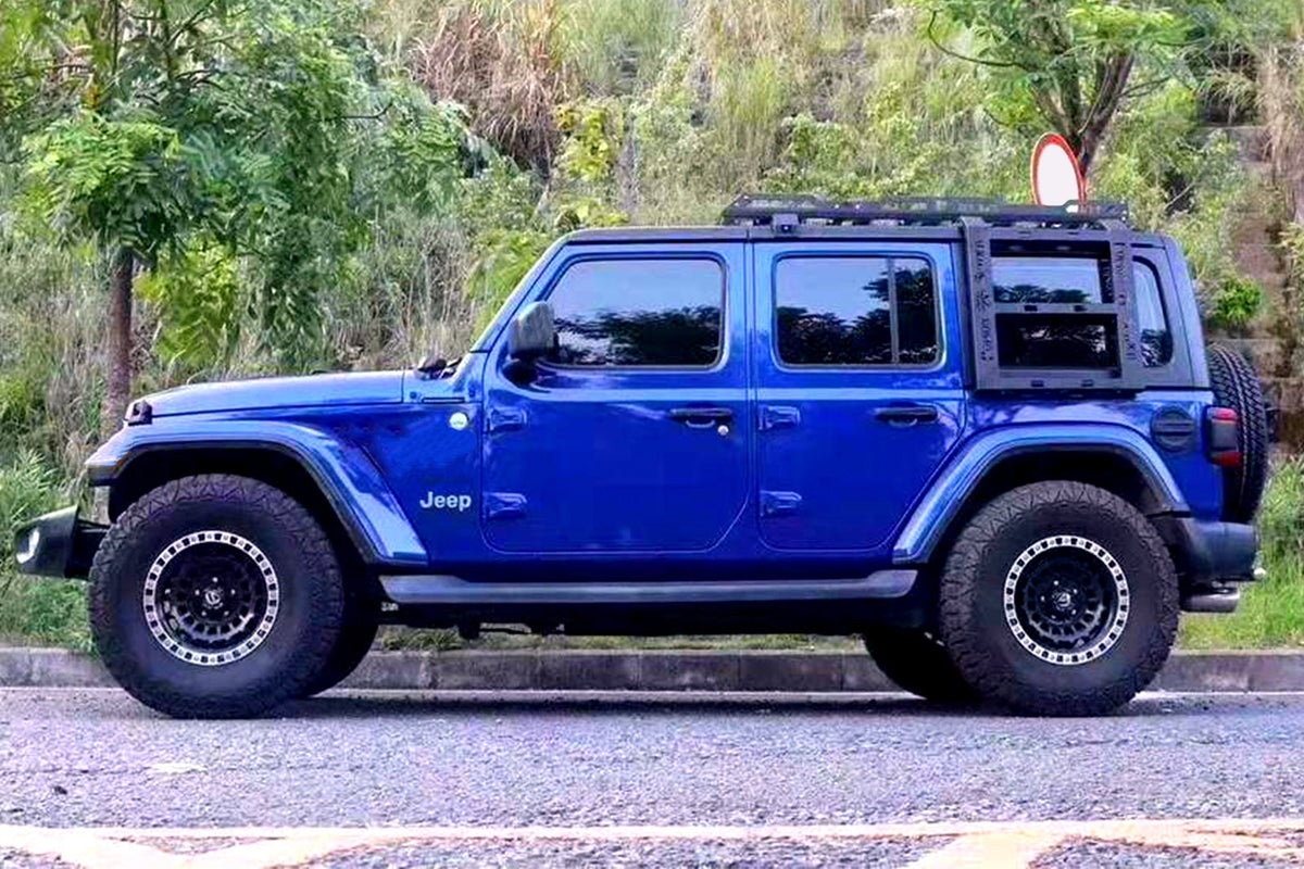 Takstativ Plattform Ventshield til Jeep Wrangler JK 2006-2018 i svart aluminium