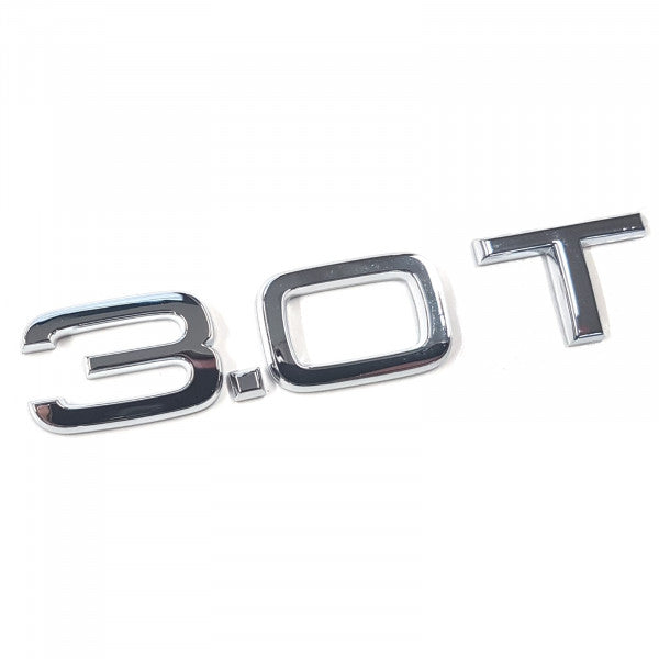 Emblem/logo til Audi 3.0T Chrome i krom med original passform og slitesterkt ABS-materiale