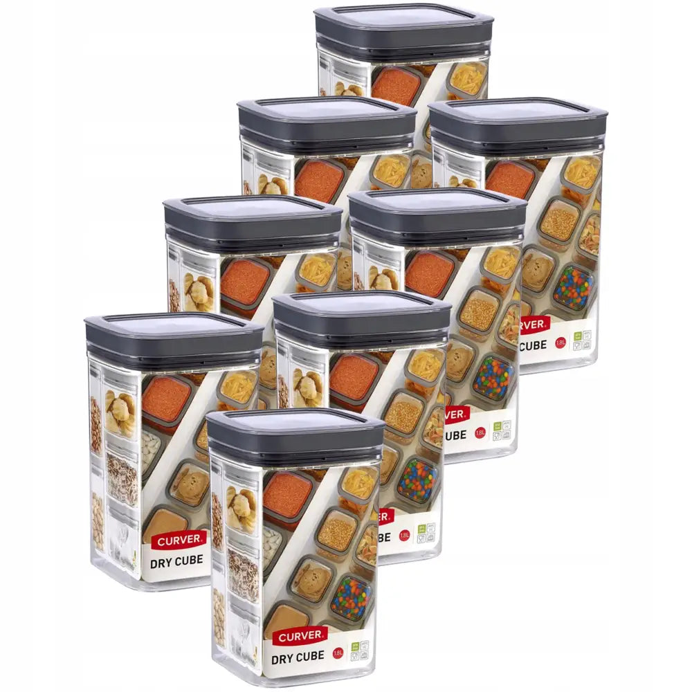 8 x Beholder For Tørrvarer Frokostblanding Ris Pasta 1,8l - 1