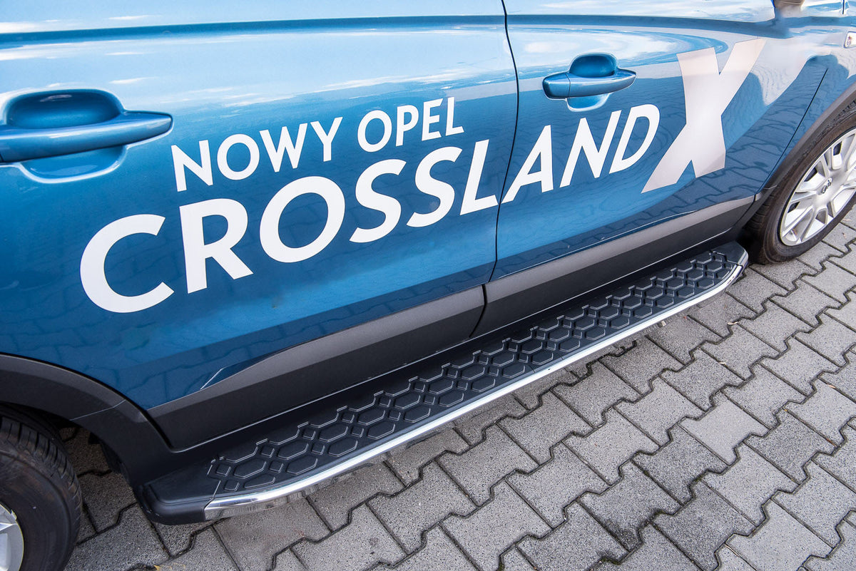 Stigtrinn fra Ventshield til Opel Crossland X 2017- i svart og krom, enkel montering uten boring