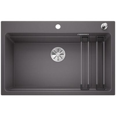 Blanco Etagon 8 kjøkkenvask i granittkompositt Silgranit PuraDur Rock Grey 780x510 mm sett ovenfra