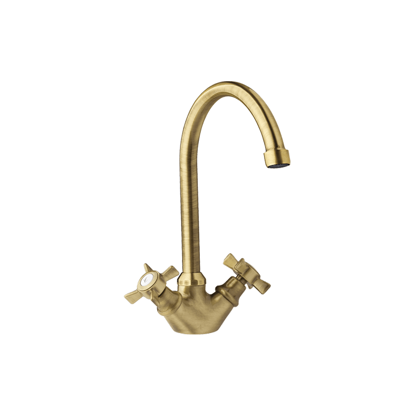 Demm Victorian 2402V/BR kjøkkenbatteri i antikk bronse med retrodesign, sett forfra
