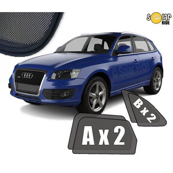 Sr solskjerm i akryl til Audi Q5 8R med enkel montering og vindavviserfunksjon