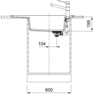 Måltegning Franke Fresno – mål 877x495 mm