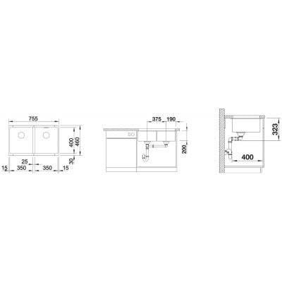 Måltegning Blanco Subline 350/350-U – mål 705x400 mm