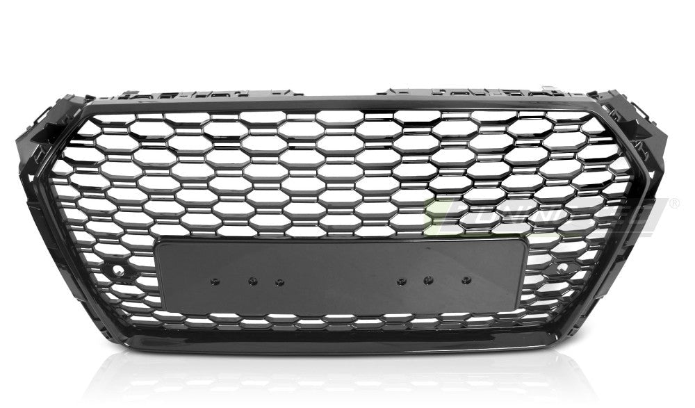 Audi A4 B9 frontgrill, blank svart, PDC