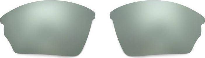 Brilleglass grå med speil, to utskiftbare glass med sølvfarget overflate og avrundede kanter, sett forfra.