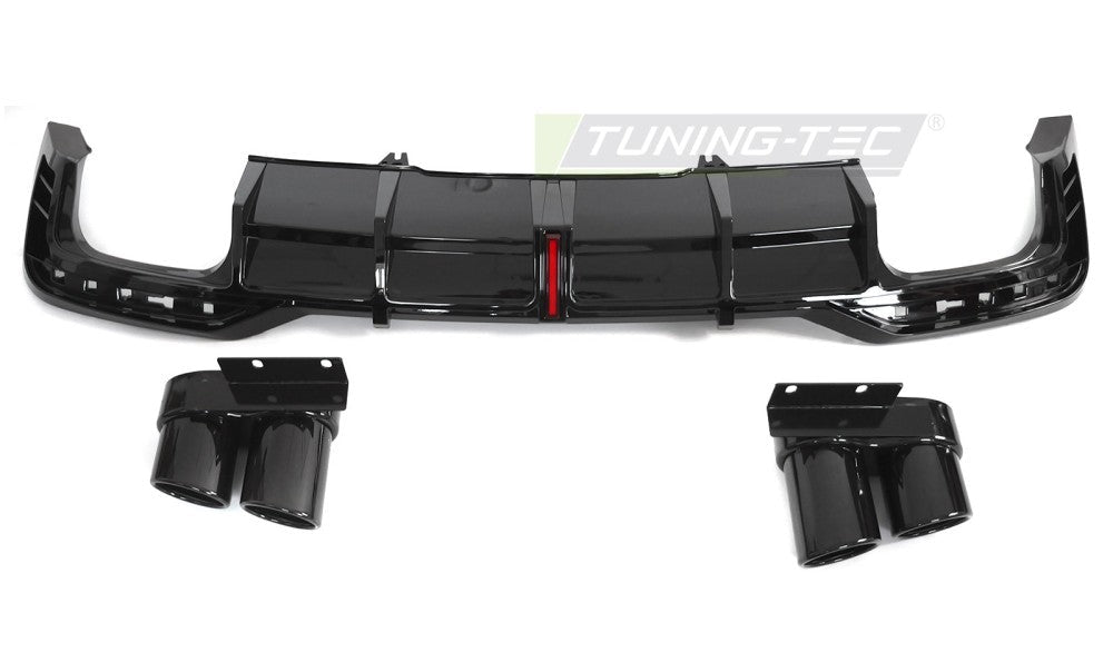 Audi A5 F5 2019-2023 bakdiffuser blank svart med LED bremselys