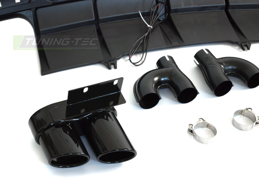 Audi A5 F5 2019-2023 bakdiffuser blank svart med LED bremselys