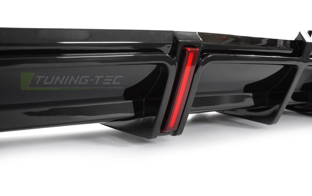 Audi A5 F5 2019-2023 bakdiffuser blank svart med LED bremselys