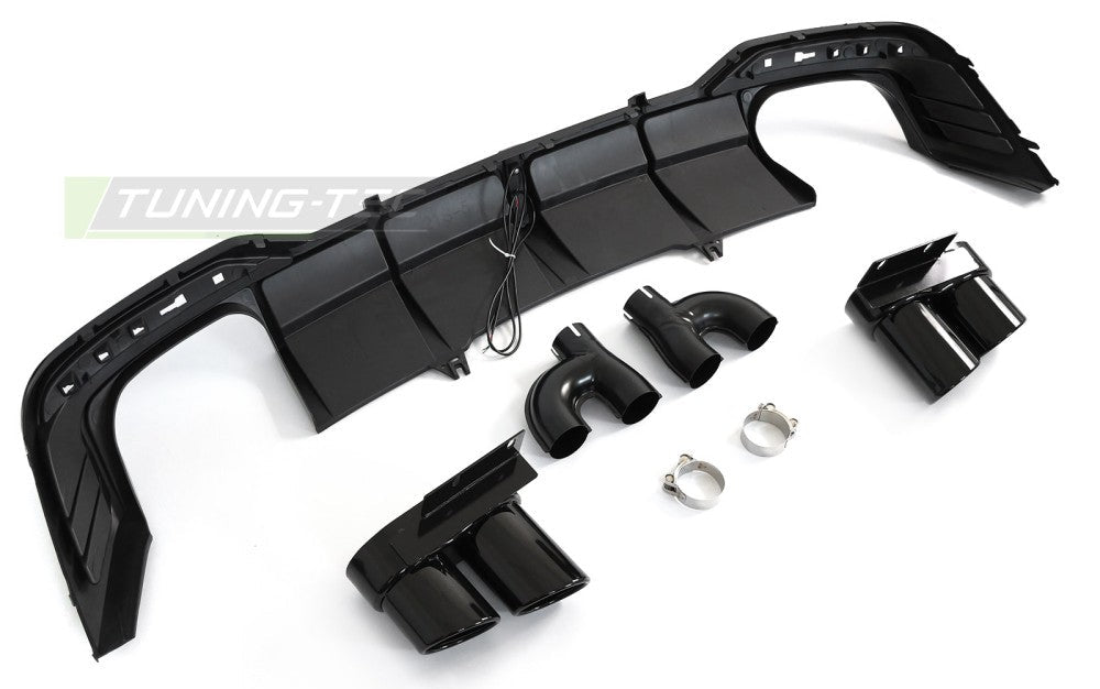 Audi A5 F5 2019-2023 bakdiffuser blank svart med LED bremselys