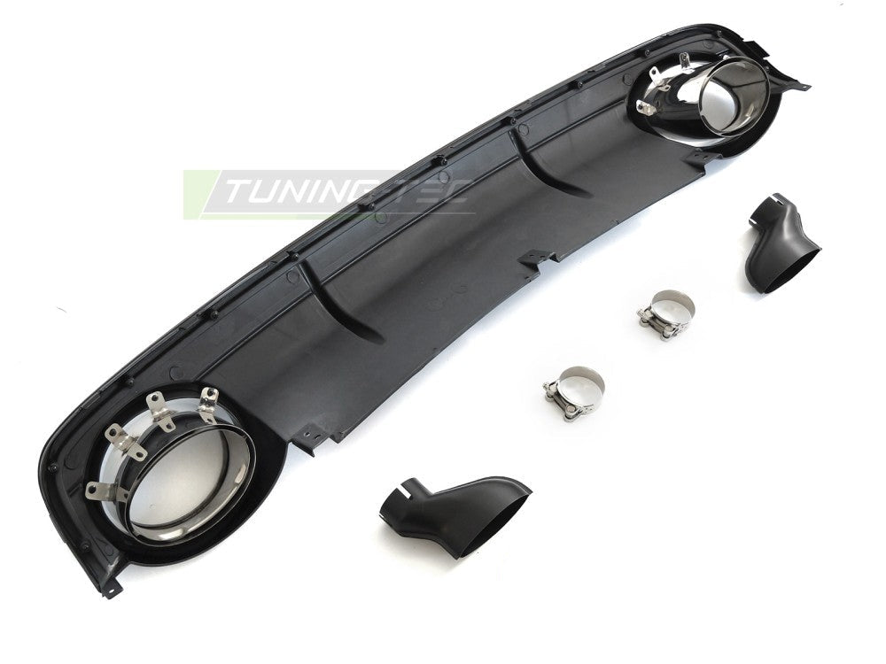 Audi A6 C6 bakdiffusor, blank svart, twin outlet