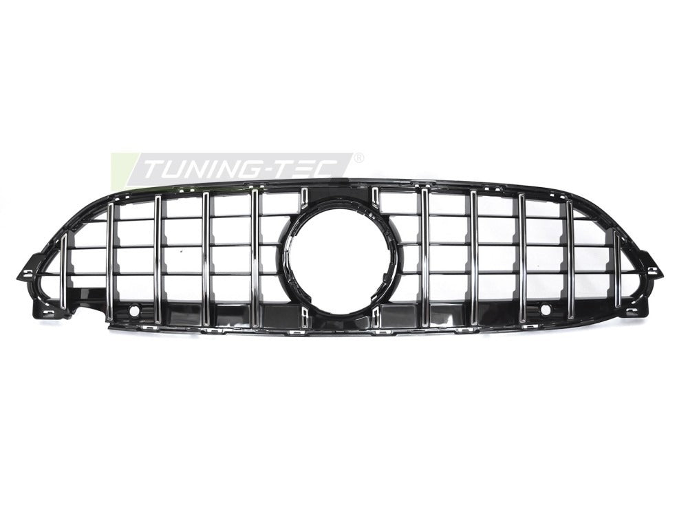 Detaljbilde av Grill CLE C236 23- krom/sort med lamellstruktur og emblemfeste.