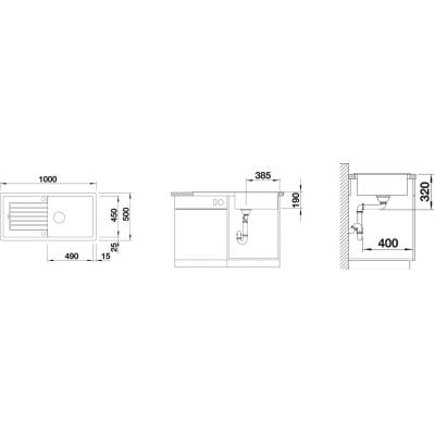 Måltegning Blanco Zia XL 6 S – mål 1000x500 mm