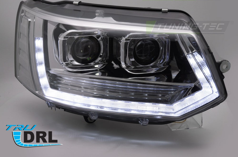 VW T5 frontlykter T6-look krom