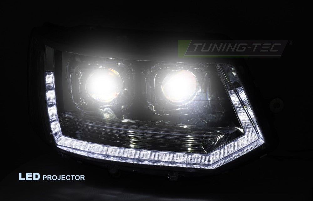 VW T5 frontlykter T6-look krom