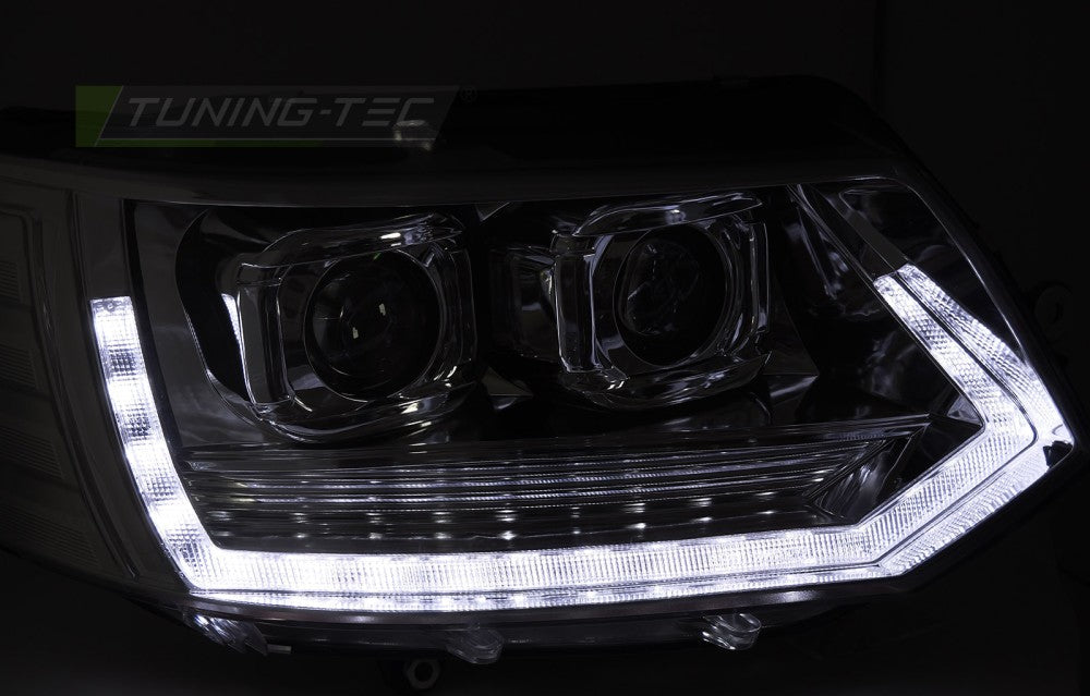 VW T5 frontlykter T6-look krom