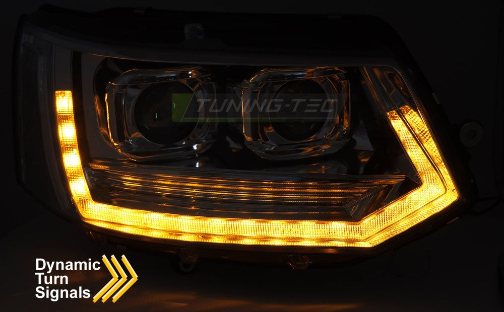 VW T5 frontlykter T6-look krom