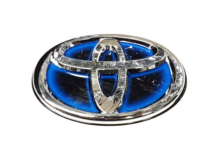 Emblem/logo til Toyota RAV4 Plug-in Hybrid i svart, krom og blå til bakluke