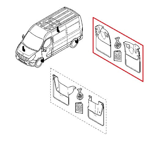 Renault OEM skvettlapp til Renault Master III – bakhjul montering