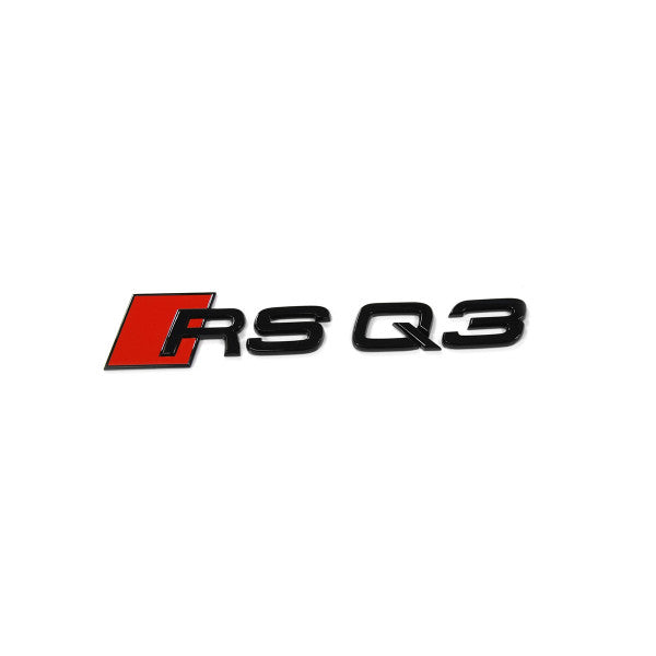 Emblem/logo til Audi RSQ3 Black Glossy i svart blank utførelse, montert på bakluka